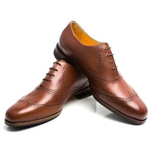 WOLF & SHEPHERD Senna Wingtip Oxford Dress Shoe in Maple Brown